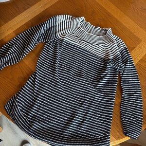 LOFT Black and White Striped Knit Top